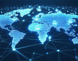 Conceptual illustration of a global solar supply chain network with interconnected nodes representing solar panel production and distribution across continents, highlighting strategic points for risk management.