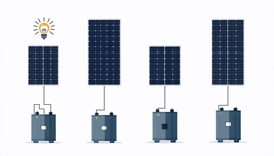 Infographic showing various battery types and their storage capabilities for solar energy