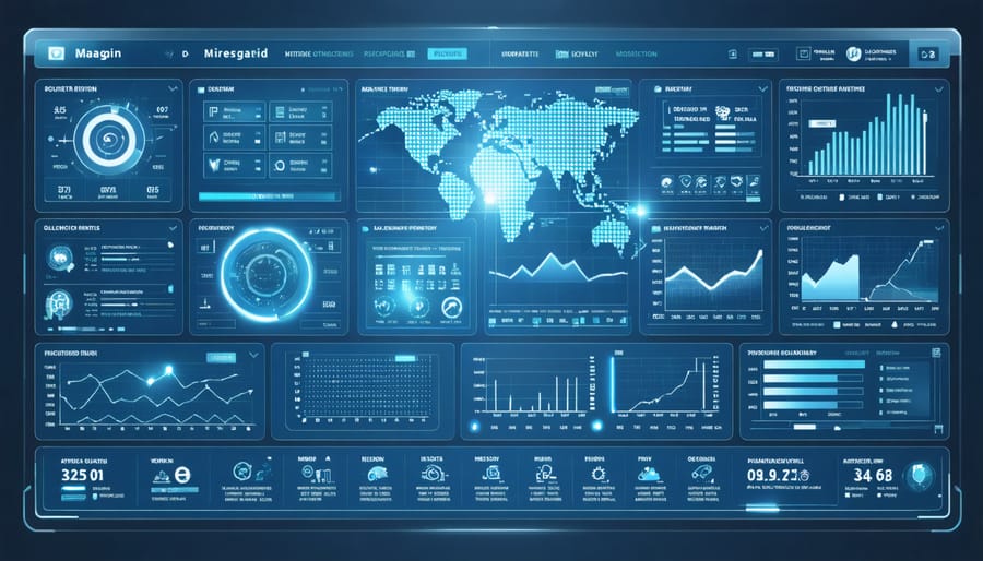 Modern control interface displaying real-time AI analytics and microgrid performance metrics