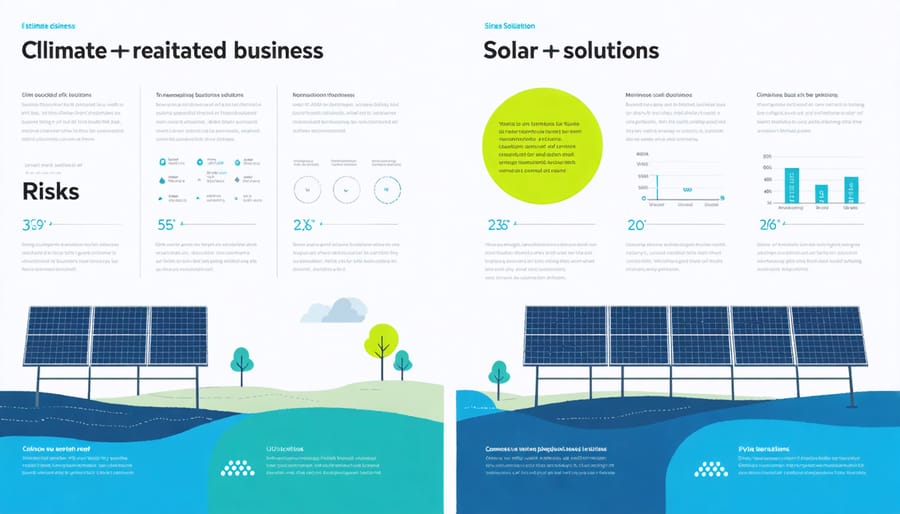 Visual representation of how solar power mitigates climate change risks for businesses