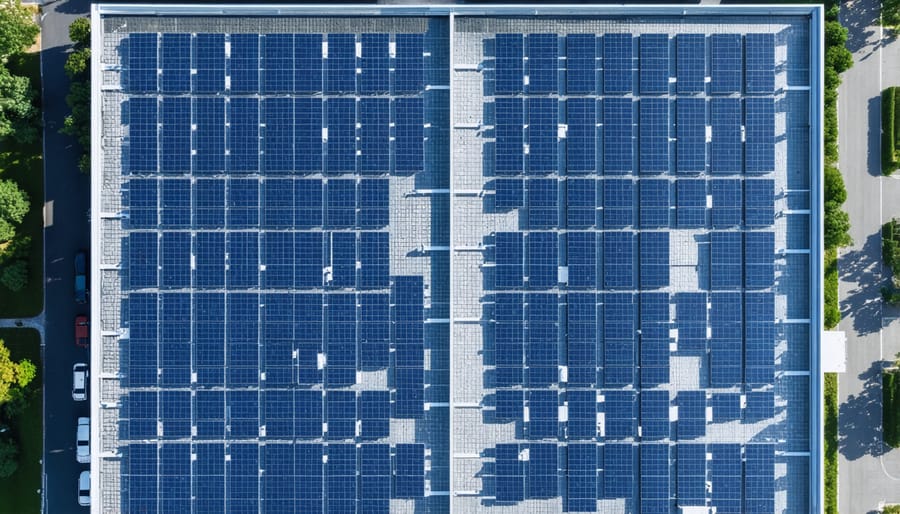 Commercial building rooftop solar installation demonstrating business-scale renewable energy adoption