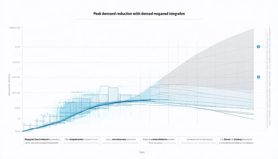 Interactive chart displaying how smart grid demand response reduces peak energy consumption