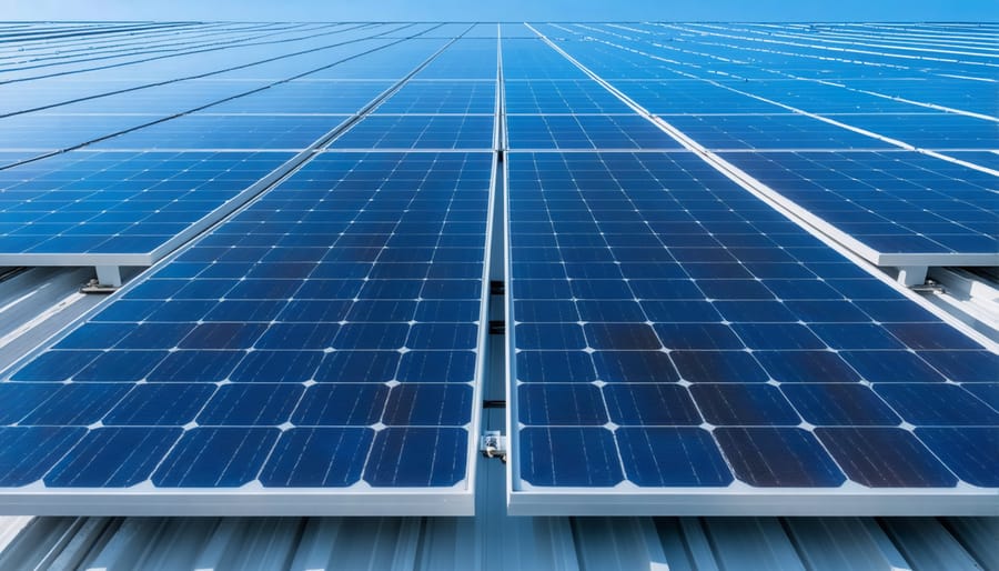 Commercial solar panel array with digital inverters and network equipment