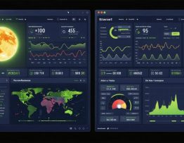 Split-screen image of a solar system monitoring dashboard showing normal and alert states of performance metrics, illustrating the importance of vigilant monitoring in solar system incident management.