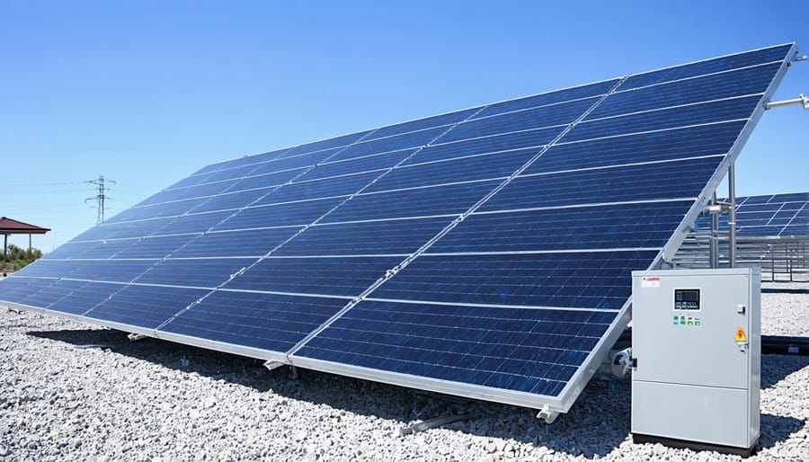 Industrial battery storage system with lithium-ion modules in climate-controlled facility