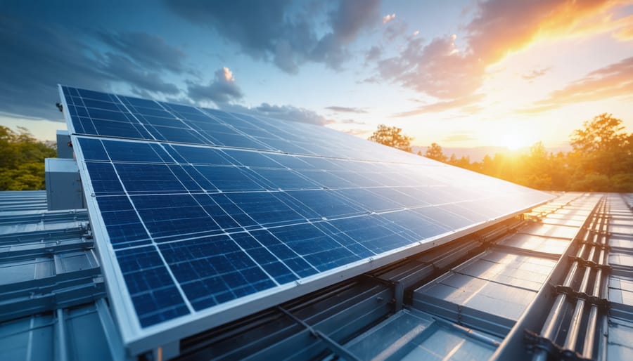 Technician monitoring battery storage system performance on digital tablet