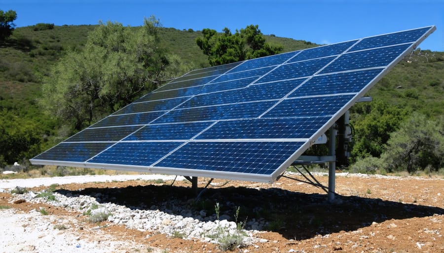Outdoor classroom powered by portable solar panels in natural forest setting