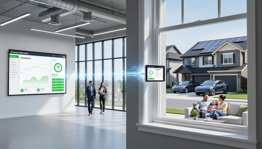 Modern commercial building with large-scale rooftop solar panel installation