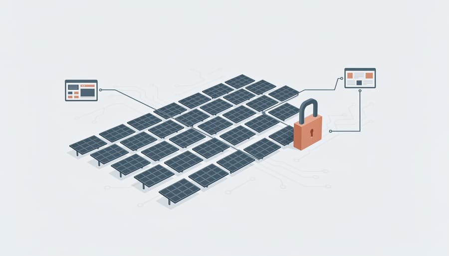 Person working on laptop with digital security lock symbol representing cyber protection