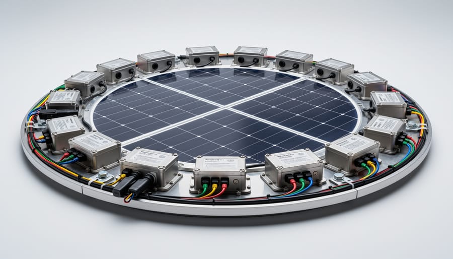 Technician working on detachable solar panel junction box during maintenance