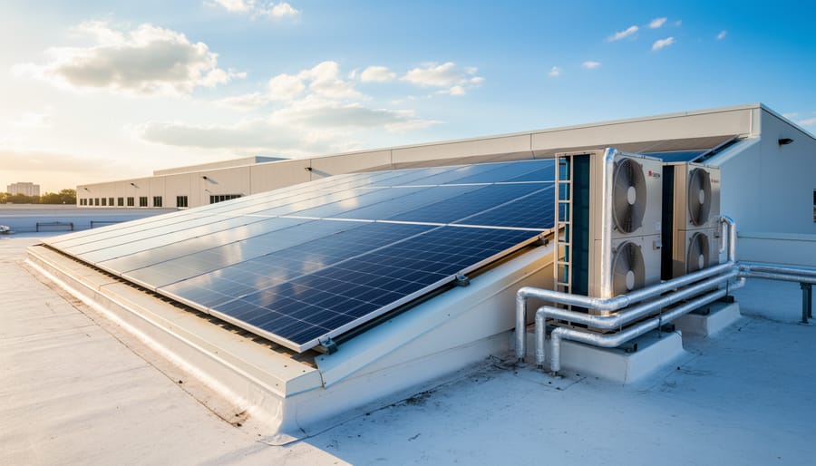 Modern VRF HVAC unit installed in commercial building interior