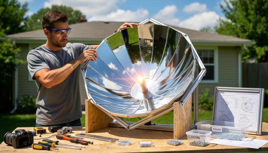 Close-up of advanced reflective coating material for solar concentrators