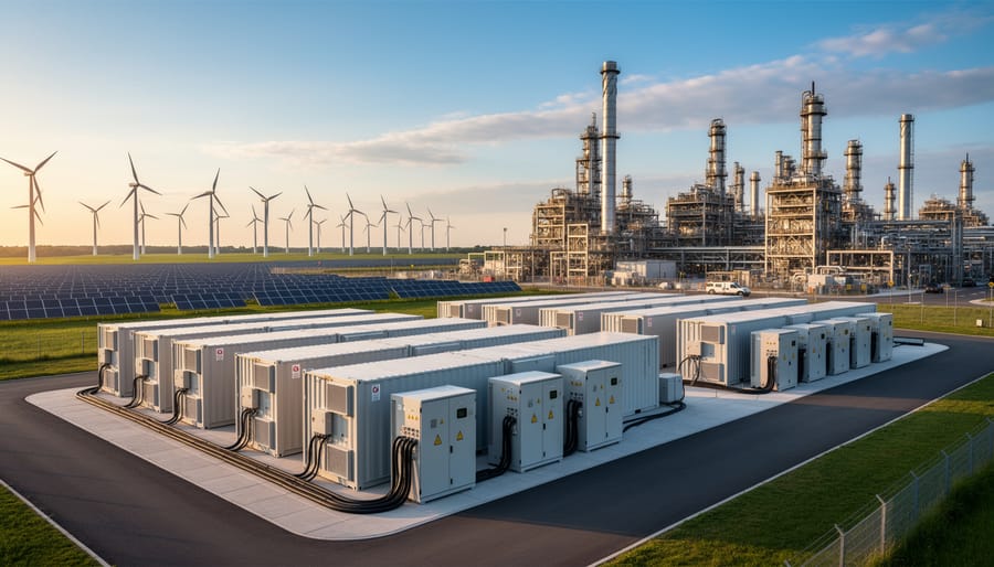 Industrial battery energy storage system installation in manufacturing facility