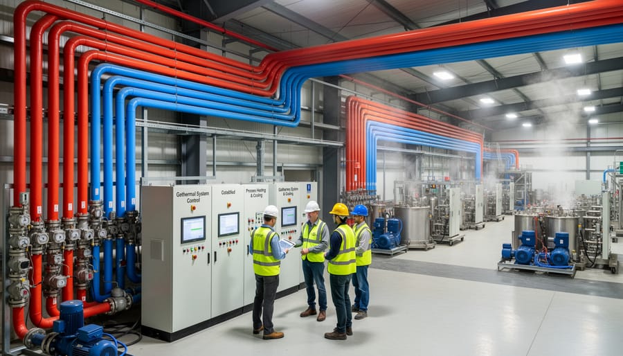 Manufacturing facility interior showing industrial equipment and climate control infrastructure