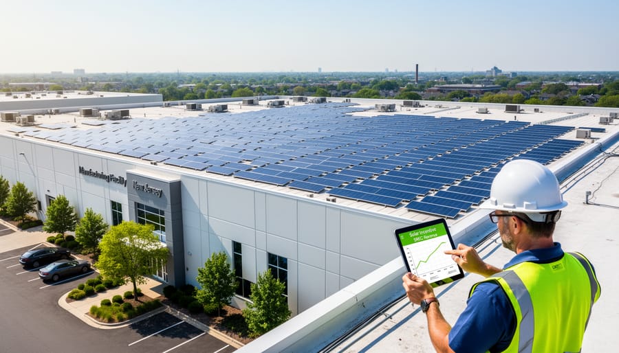 Large-scale solar installation on industrial manufacturing facility in New Jersey