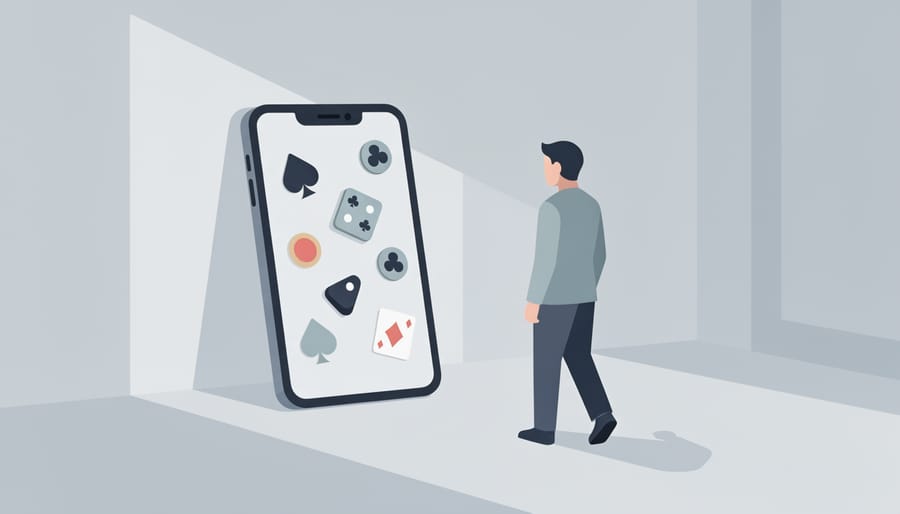 Person placing a smartphone face-down on a table as a gesture of responsible play